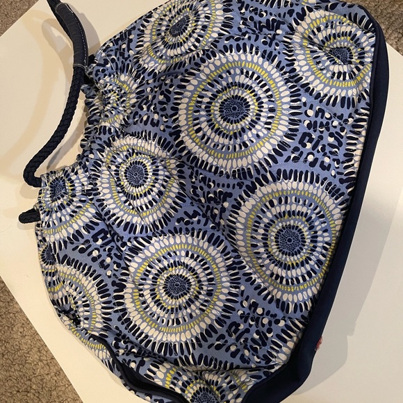 Vera Bradley tote bag multi blue with yellow and white - Picture 6 of 8